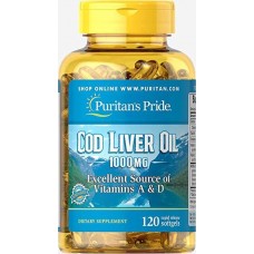 Добавка содержащая арктическое масло печени трески Puritan's Pride Cod Liver Oil 415 мг 100 капсул (333728)