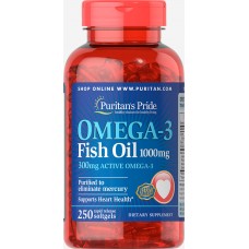 Комплекс незаменимых жирных кислот Puritan's Pride Omega 3 1000 мг 250 капсул (333681)