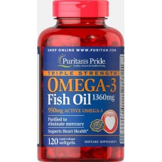 Комплекс незаменимых жирных кислот Puritan's Pride Omega 3 Triple Strength 1360 мг 120 капсул (333703) Комплекс незаменимых жирных кислот Puritan's Pride Omega 3 Triple Strength 1360 мг 120 капсул (333703)