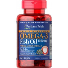 Комплекс незаменимых жирных кислот Puritan's Pride Omega 3 Triple Strength 1360 мг 60 капсул (333642) Комплекс незаменимых жирных кислот Puritan's Pride Omega 3 Triple Strength 1360 мг 60 капсул (333642)