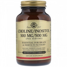 Препарат для поддержки здоровья нервной системы Solgar Choline/Inositol 500 мг/500 мг 100 капсул (333894) Препарат для поддержки здоровья нервной системы Solgar Choline/Inositol 500 мг/500 мг 100 капсул (333894)