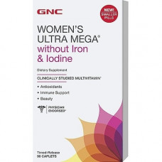 Витамины для женщин GNC Womens Ultra Mega Without Iron and Iodine 90 таблеток (101234) Витамины для женщин GNC Womens Ultra Mega Without Iron and Iodine 90 таблеток (101234)